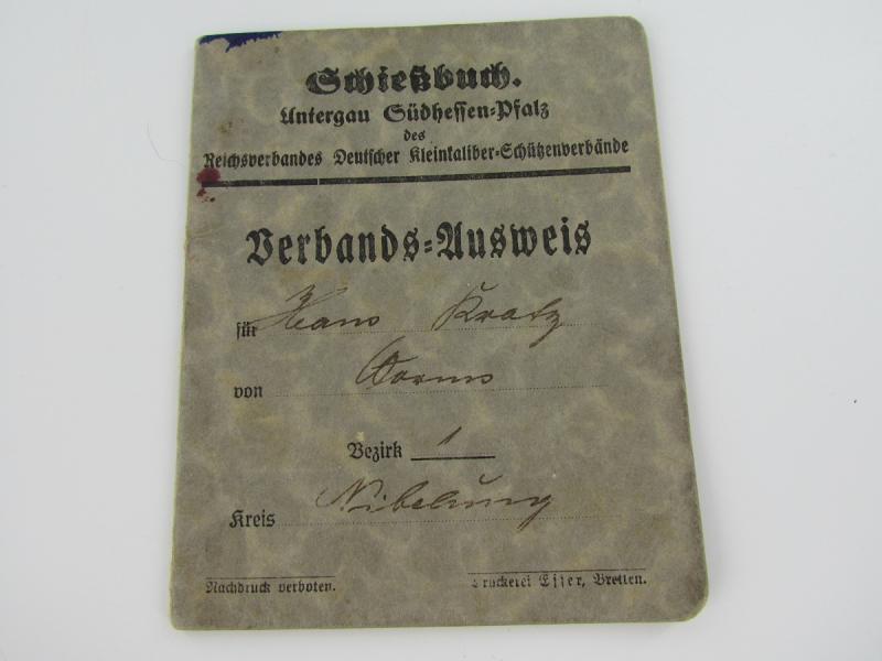 Schiessbuch ( shooting book ) 1936