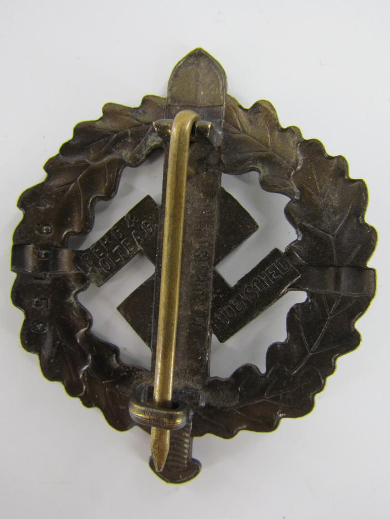 SA Sportabzeichen, Bronze, Numbered and Maker Marked