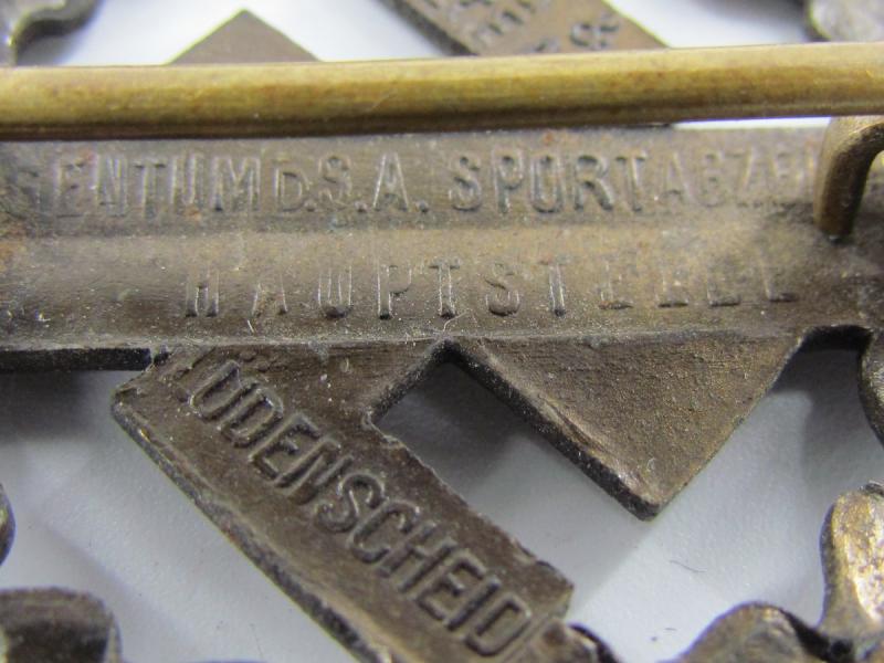SA Sportabzeichen, Bronze, Numbered and Maker Marked