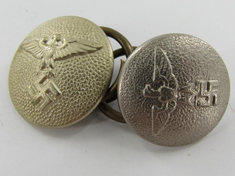 2 x Original German NSDAP (Nazi Party) Political Uniform Buttons