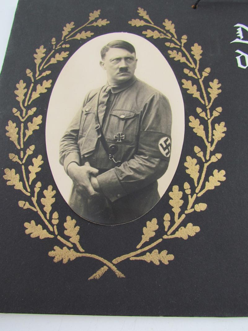 Wooden Plate With Photo Adolf Hitler And Text