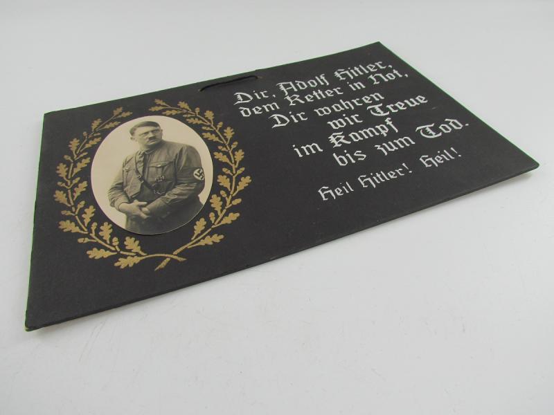 Wooden Plate With Photo Adolf Hitler And Text