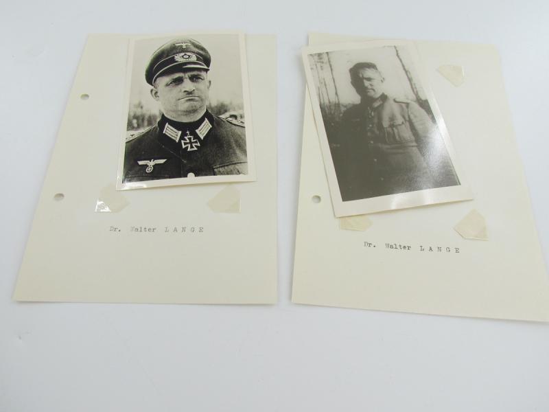 2 x Original Photos From Knight's Cross Bearer Dr.Walter Lange