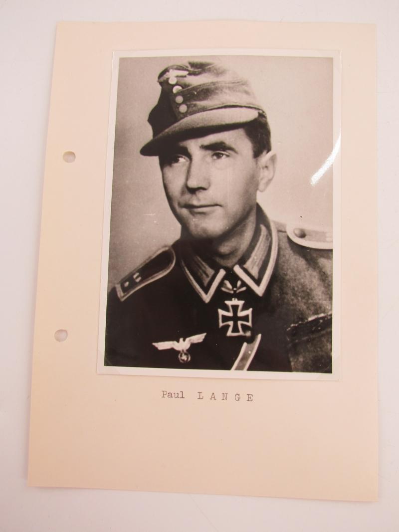 1 x Original Photo From Knight's Cross Bearer Paul Lange