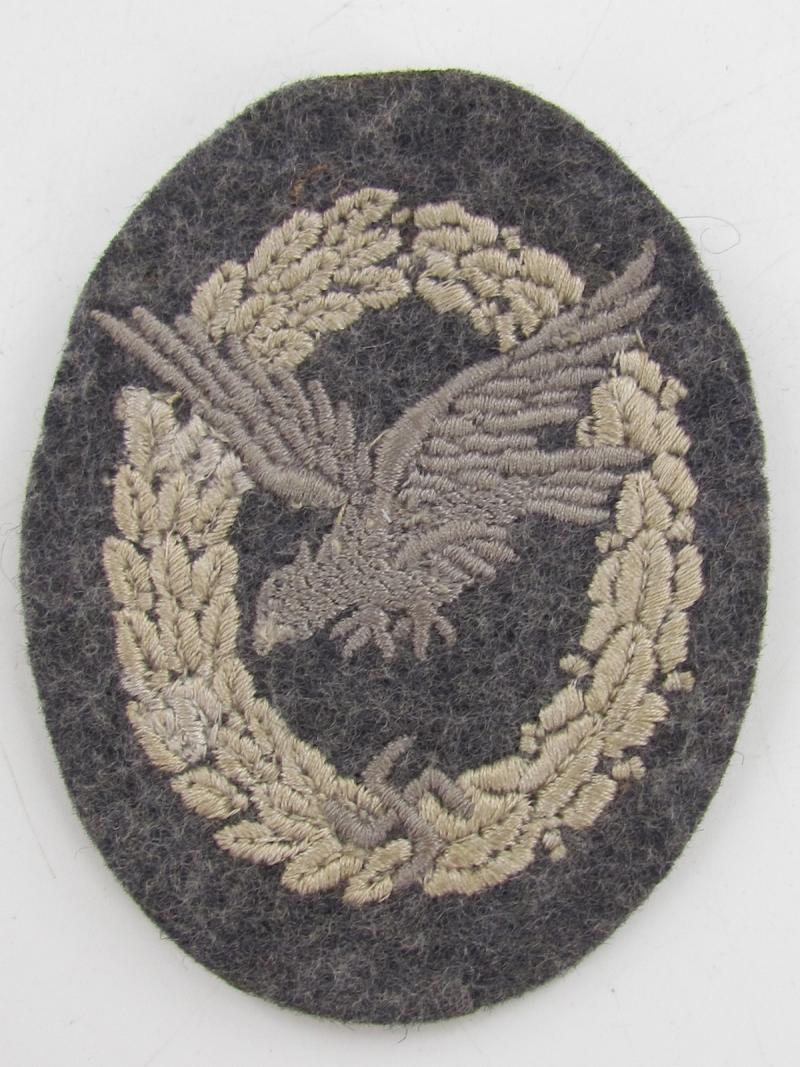 Luftwaffe. Air Gunner Badge, Cloth Version