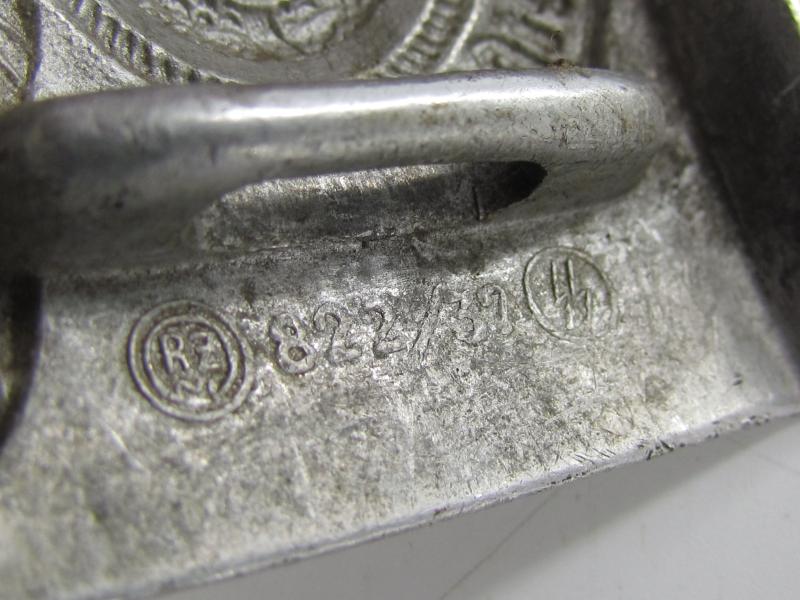 Aluminium Belt Buckle – Waffen-SS – RZM 822/37 with Belt