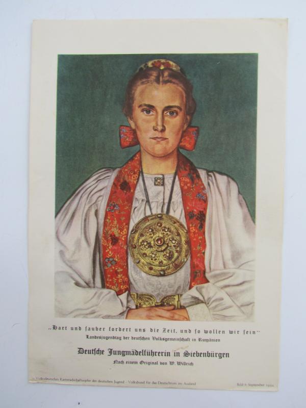 Third Reich Print Wolf Willrich Painting Deutsche Jungmadelfuhrerin