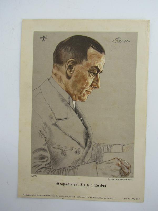 Third Reich Print Wolf Willrich Painting Großadmiral Raeder