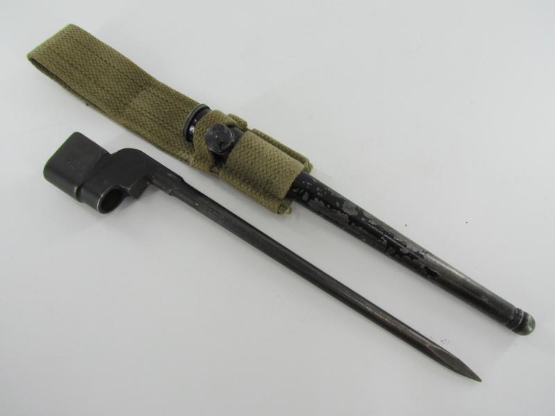 British Spike Bayonet with ( Blancoed ) Webbing Frog
