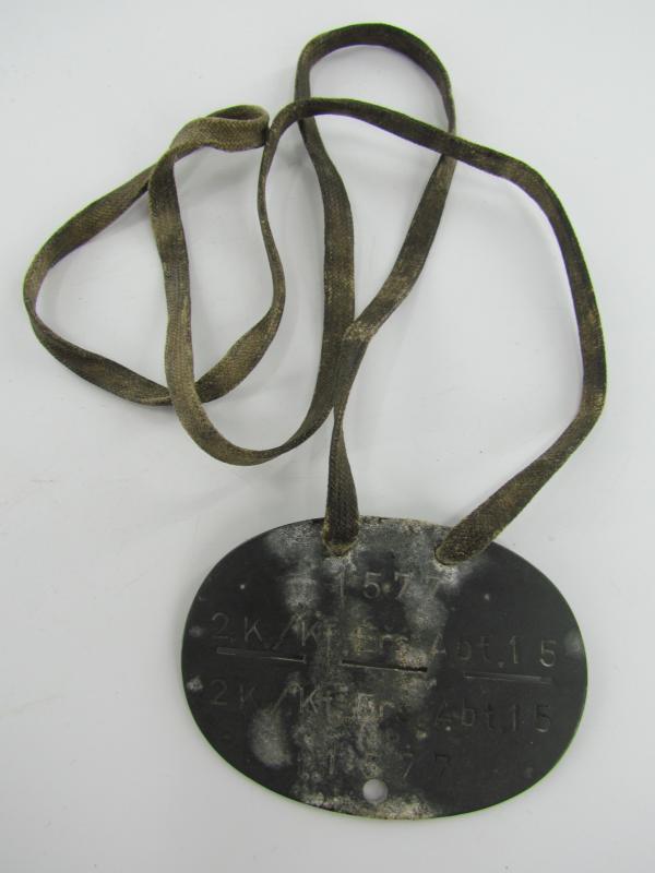 Wehrmacht Krad.Fahrer.Ers.Abt 15 Erkennungsmarke