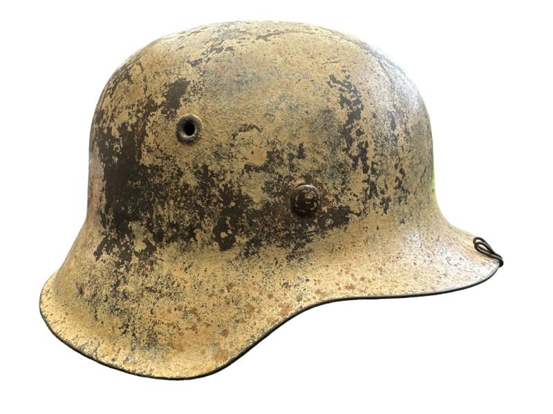 Wehrmacht M42 Camouflage Helmet in Tan Paint Captured in Normandy!