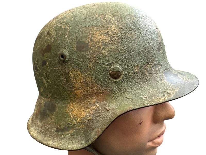 WH/SS M42 Helmet in Rough 4 Tone Camouflage Paint