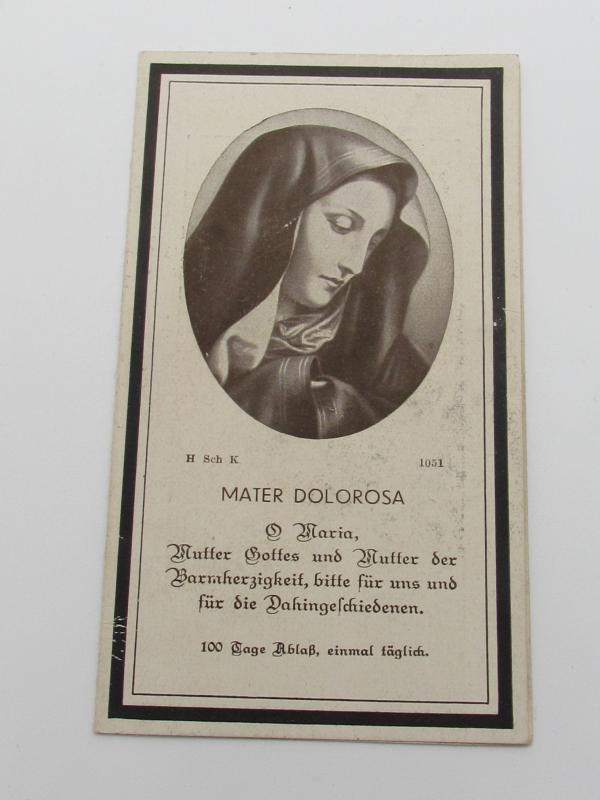 Wehrmacht ( Gebirgsjäger ) Death Card