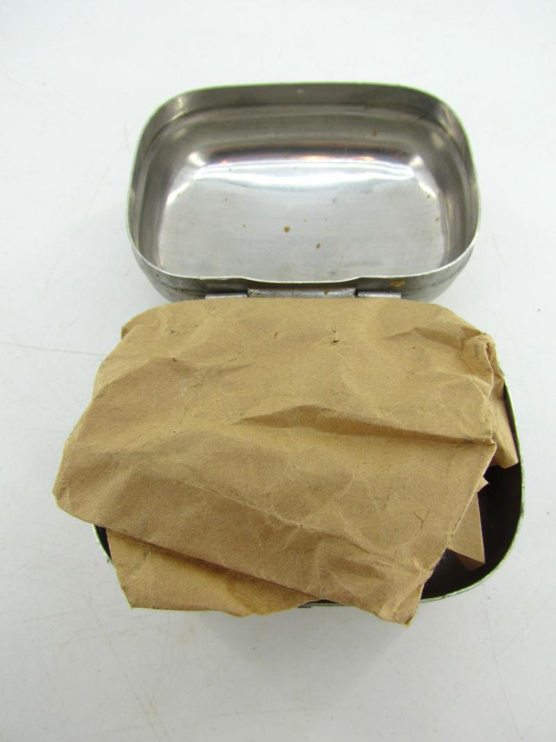 British WWII Aluminium Soap Container with content