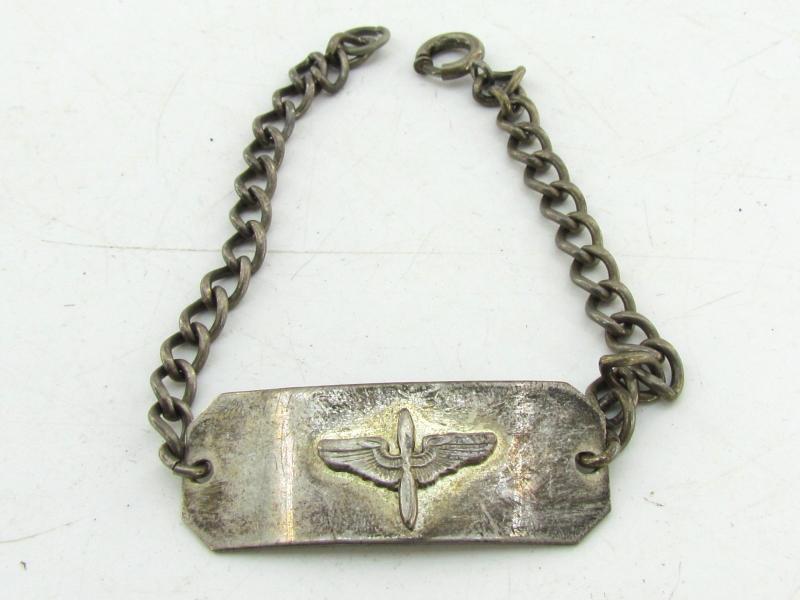 US WWII Army Air Force Sterling Silver Sweetheart Bracelet