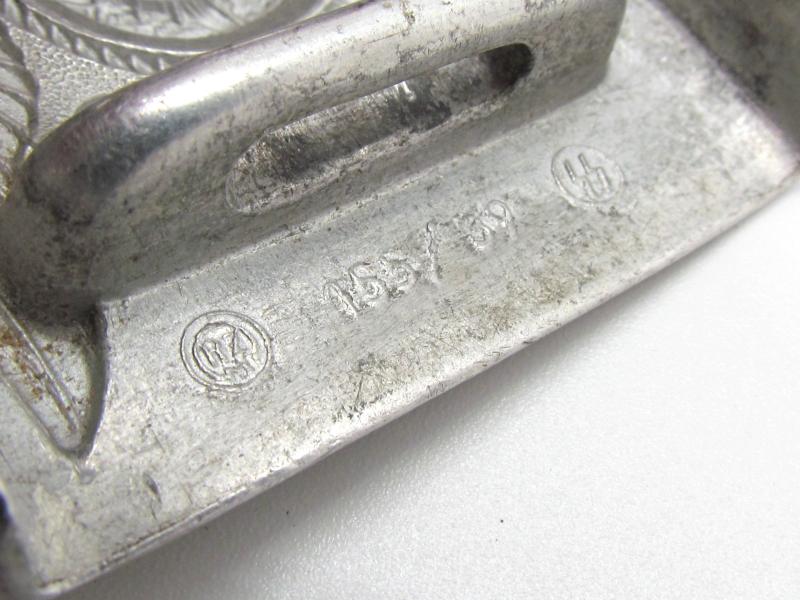 Waffen-SS Aluminum Belt Buckle - RZM 155/39 SS