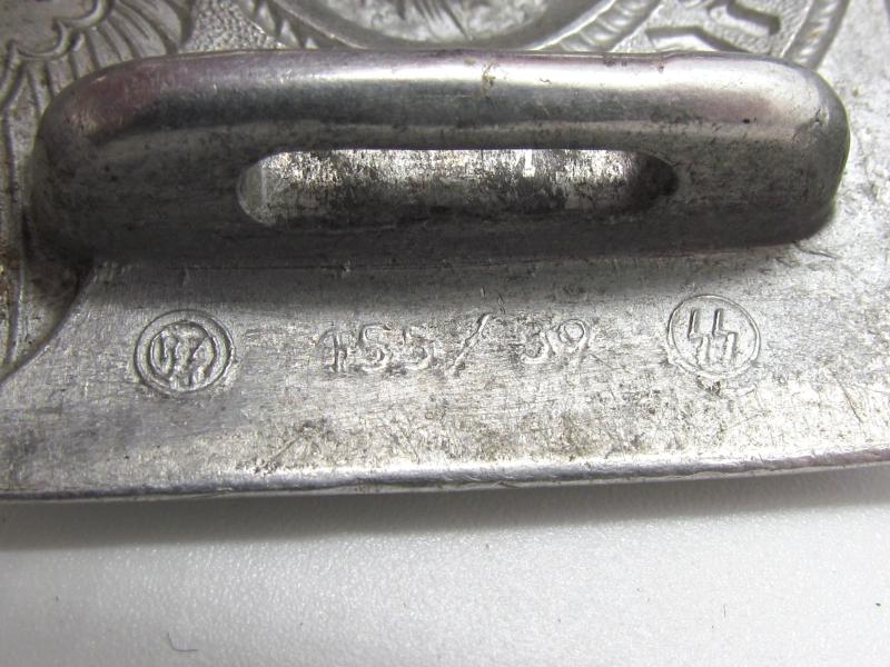 Waffen-SS Aluminum Belt Buckle - RZM 155/39 SS