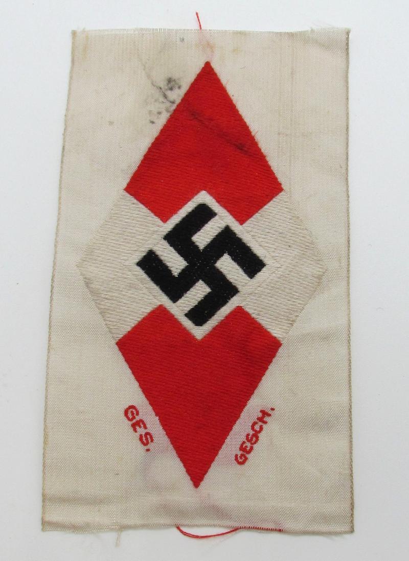 Hitlerjugend ( Hitler Youth ) diamond ‘BeVo’ Sleeve insignia with RZM Label