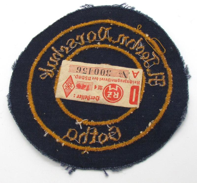 Flieger-HJ 'Fl. Tech.Vorschule Gotha 2' Arm Patch with RZM Label