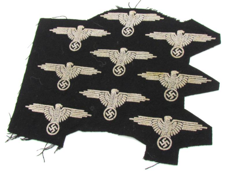 9x Waffen-SS Sleeve Eagles on a factory Sheet