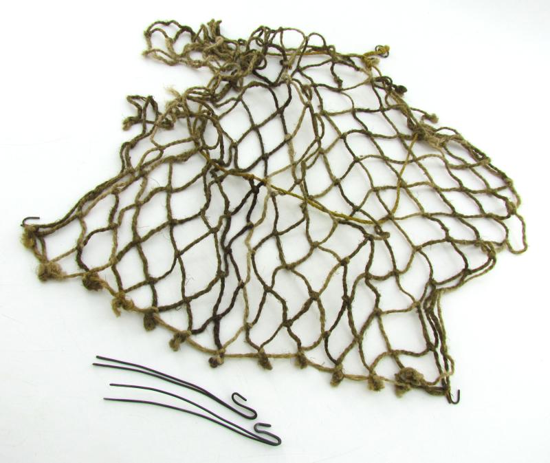 Complete late war German helmet net with attachment hooks