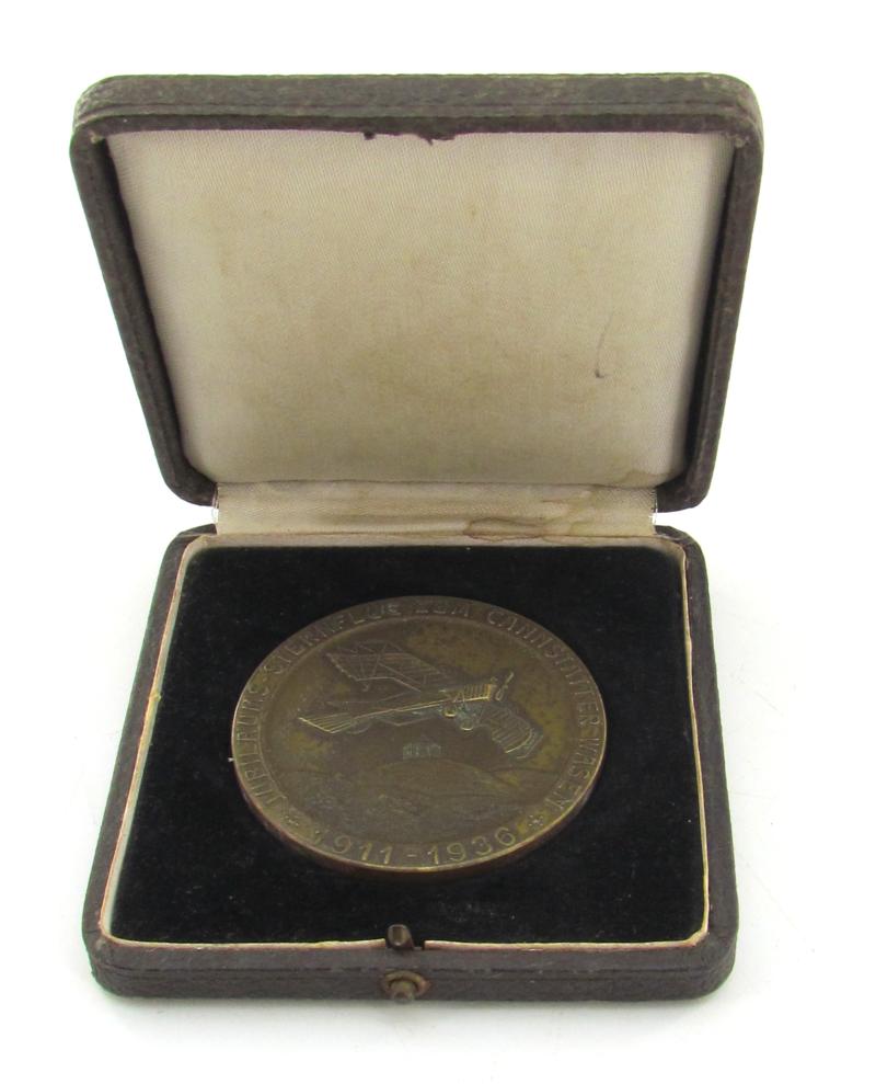 Rare 1936 DLV Medal (Deutscher Luftsportverband) in Case