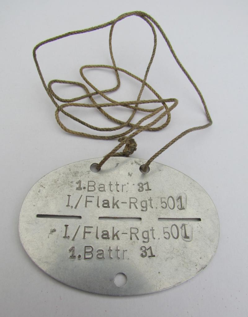 Erkennungsmarke ( EKM ) 1.Battr /Flak-RGT 501