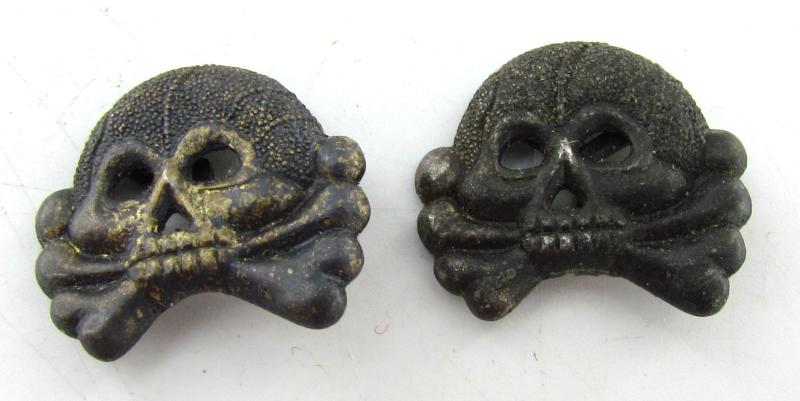 Wehrmacht (Heer) Panzer collar tab skull set