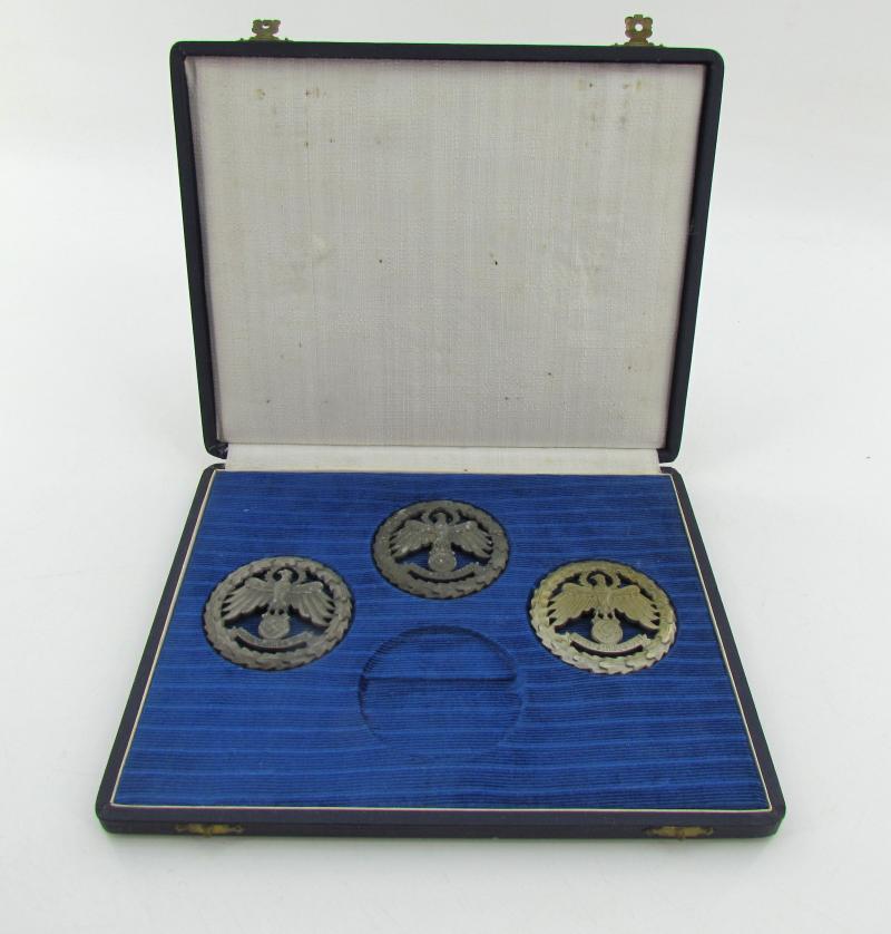 3x Tyrolean Marksmanship Gau Master Shooting Badge in original case ( rare )