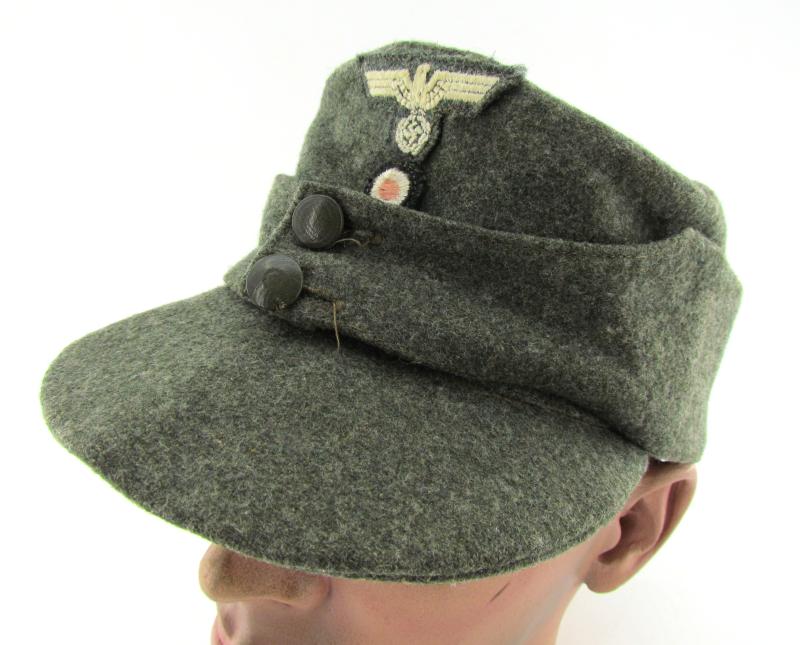 Late war Italian made double button Heer M43 field cap