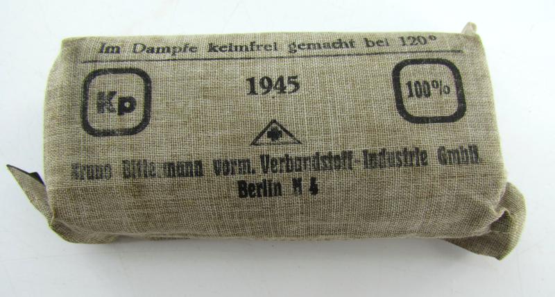 Original German WWII First Aid Bandage – Verbandpäckchen 1945 (Berlin)