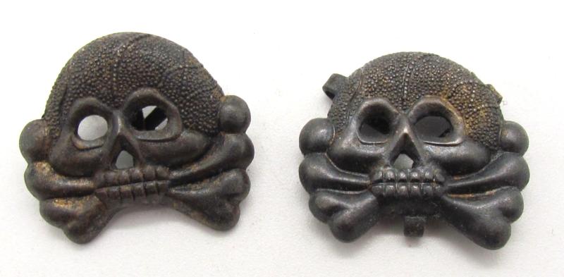 Wehrmacht (Heer) Panzer collar tab skull set