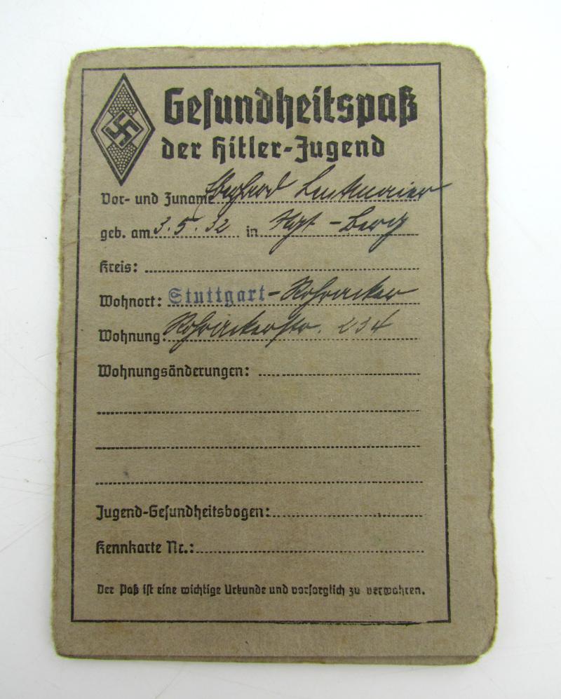 Hitlerjugend (HJ) Gesundheitspass