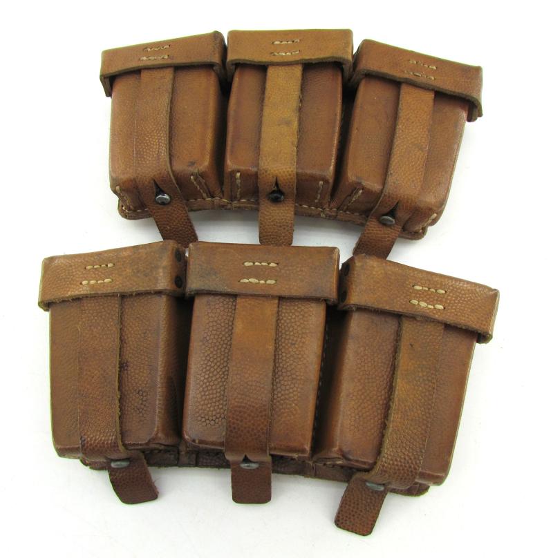 RARE matching set of brown leather K98 ammunition pouches